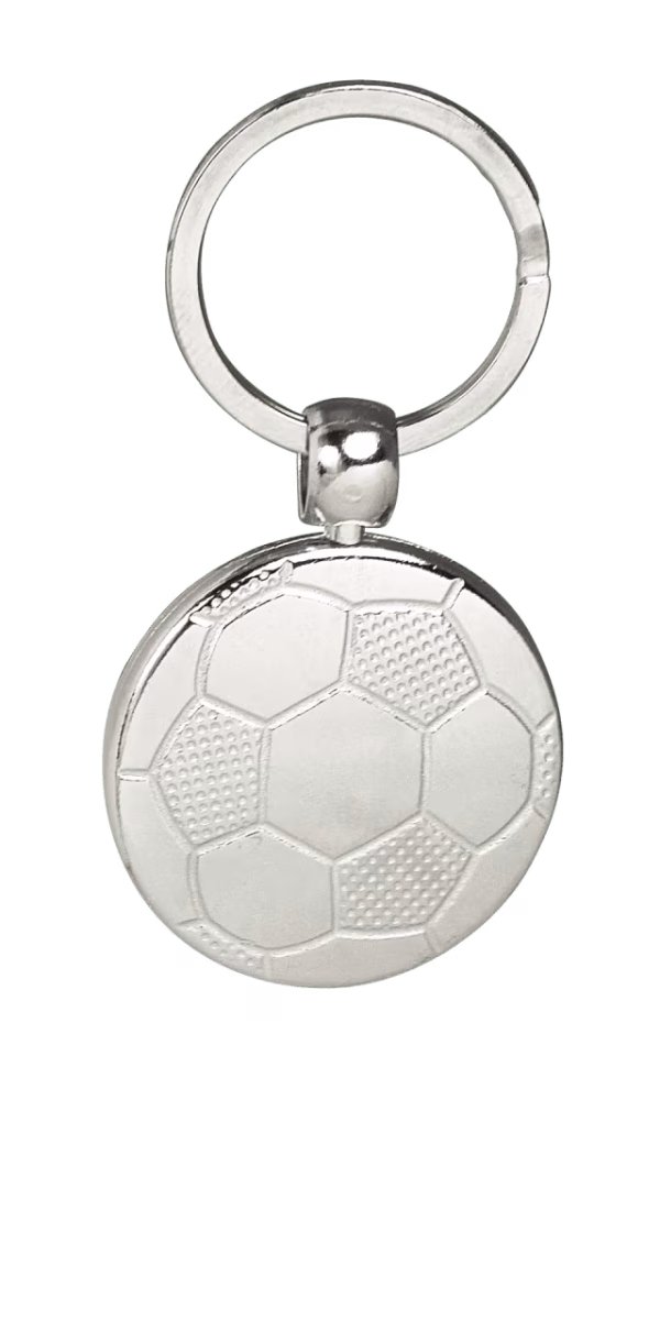 Metalen sleutelhanger in voetbal vorm