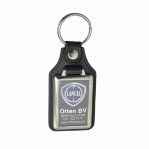 Kunstleren sleutelhanger met metalen schild