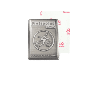 Metalen fietsstickers met reliëf logo